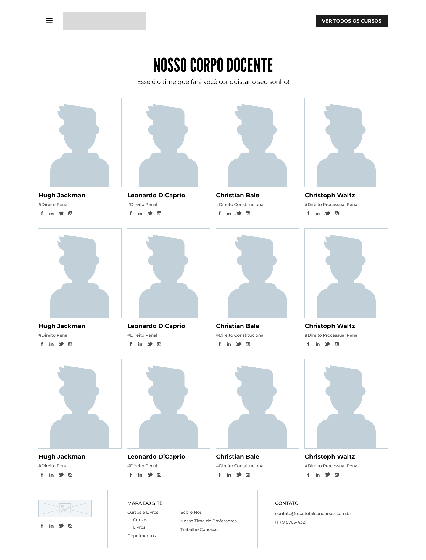 Wireframe do Corpo Docente